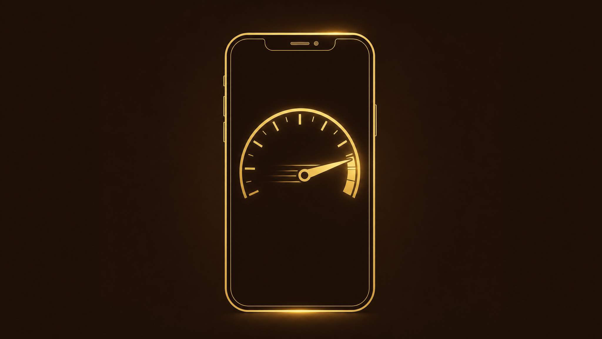 Smartphone showing a gold speedometer with the needle in the fast zone — automated lead response speed for service businesses