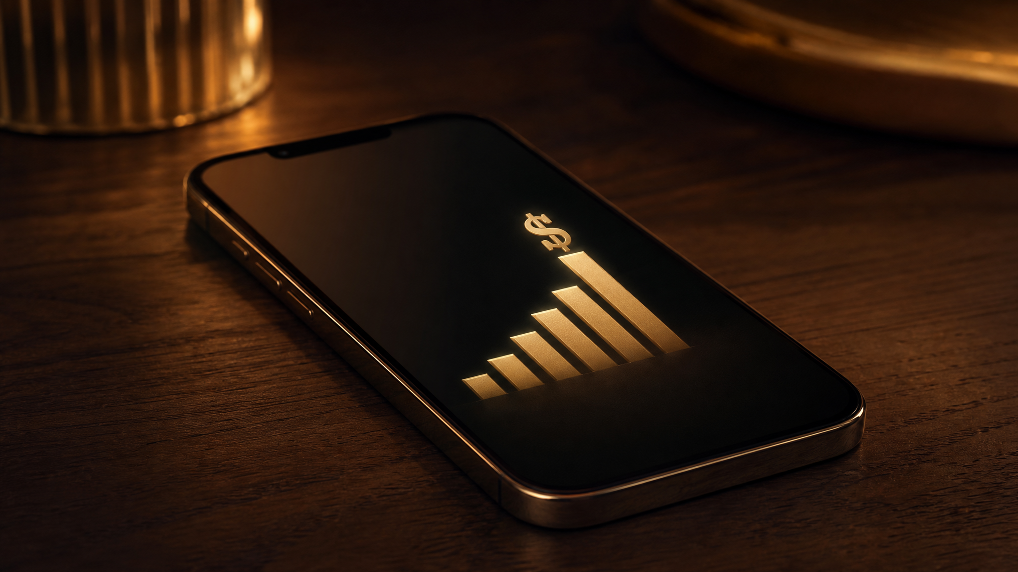 Smartphone showing a gold bar chart rising toward a dollar sign — average cost per lead for home services businesses in 2026